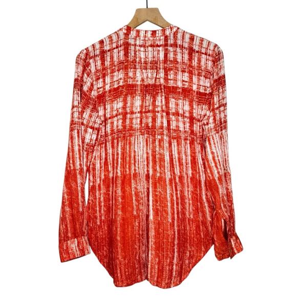 Anthropologie Maeve Shirt Calia Orange White Tunic Career Casual Boho size 14 - Picture 3 of 5